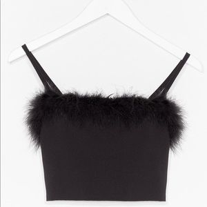 Nasty Gal Feather Change Square Neck Crop Top 🖤
